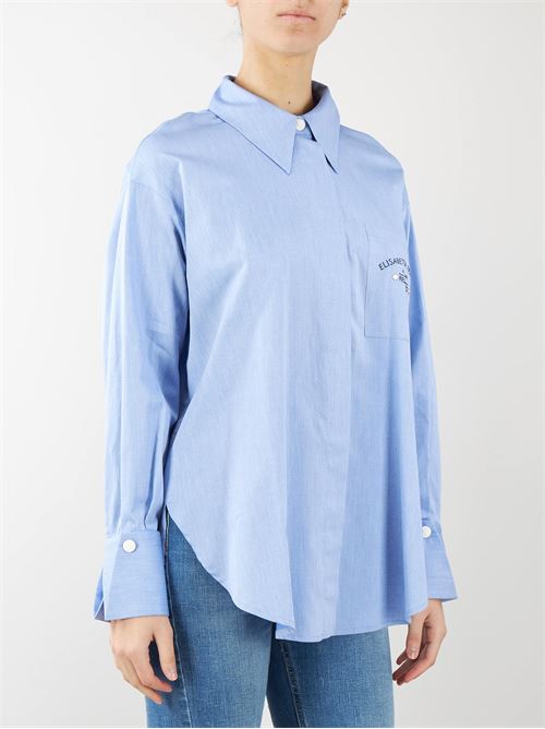 Camicia svasata in popeline di cotone con ricamo logo Elisabetta Franchi ELISABETTA FRANCHI | Camicia | CA03441E2019